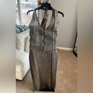 Sheer thin backless top and matching ankle length skirt